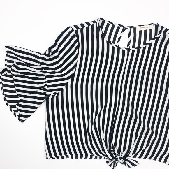 Newbury Kustom Tops - Newbury Kustom Black and White Striped Top